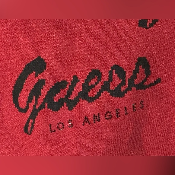 Guess Women's Bold Red Logo Sweater with mini rhinestone embellishment - Picture 9 of 10
